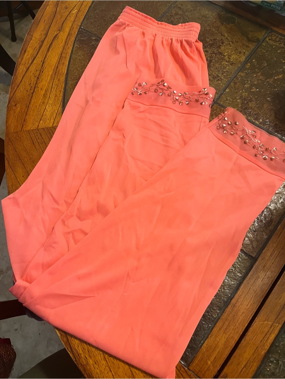 Vanity Fair Coral-Orange Nylon pajama bottom Waist 34